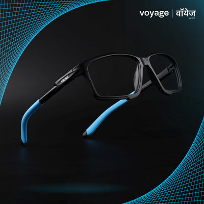 Voyage Active Black Rectangle Eyeglasses for Men & Women (9801MG5688-C6)