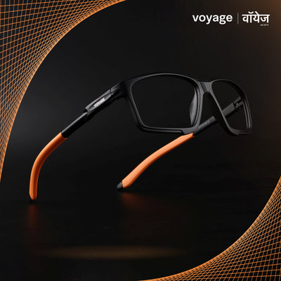 Voyage Active Black Rectangle Eyeglasses for Men & Women (9801MG5689-C7)