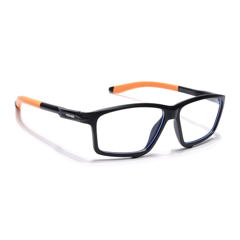 Voyage Active Black Rectangle Eyeglasses for Men & Women (9801MG5689-C7)