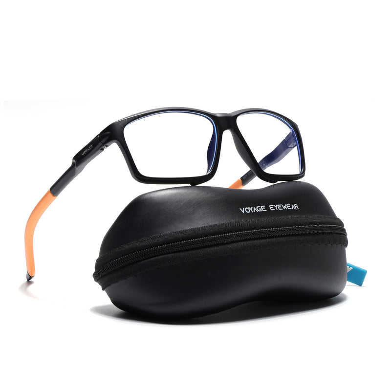 Voyage Active Black Rectangle Eyeglasses for Men & Women (9801MG5689-C7)
