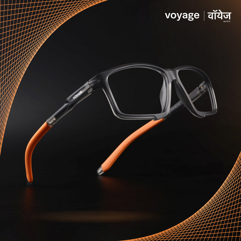 Voyage Active Grey Rectangle Eyeglasses for Men & Women (9801MG5690-C8)