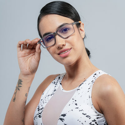 Voyage Active Grey Rectangle Eyeglasses for Men & Women (9801MG5690-C8)