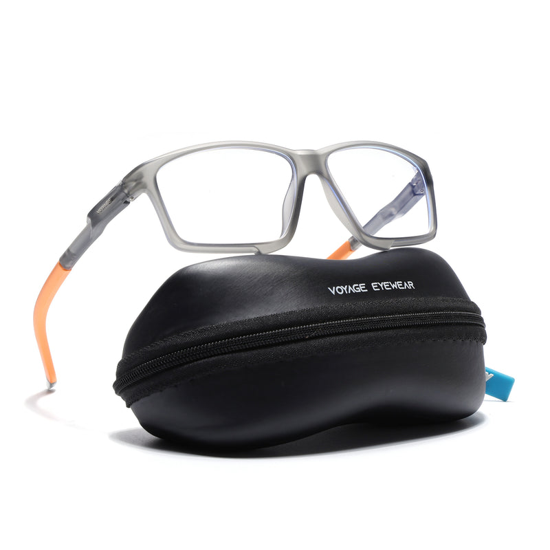 Voyage Active Grey Rectangle Eyeglasses for Men & Women (9801MG5690-C8)