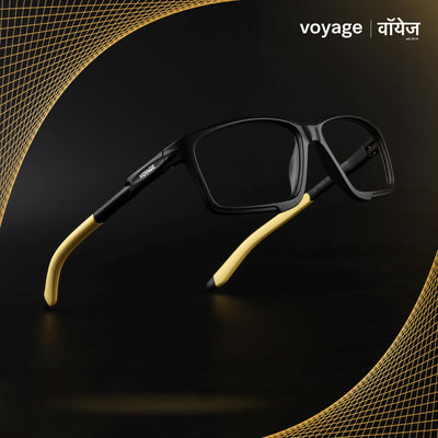 Voyage Active Black Rectangle Eyeglasses for Men & Women (9801MG5691-C9)