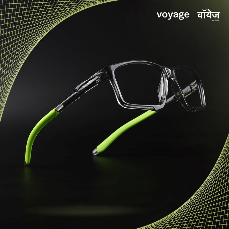 Voyage Active Transparent Grey Rectangle Eyeglasses for Men & Women (9801MG5692-C10)