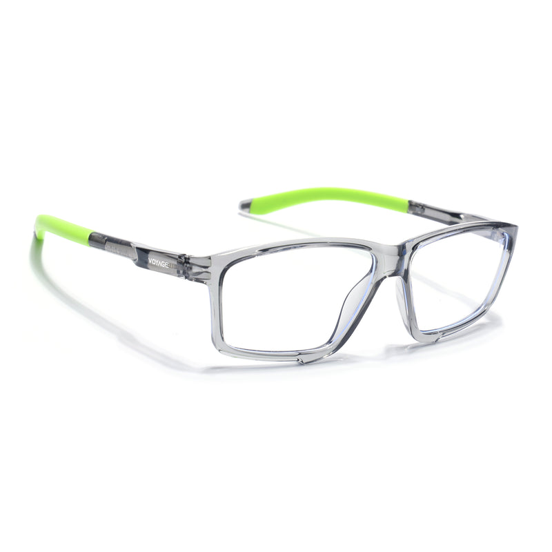 Voyage Active Transparent Grey Rectangle Eyeglasses for Men & Women (9801MG5692-C10)