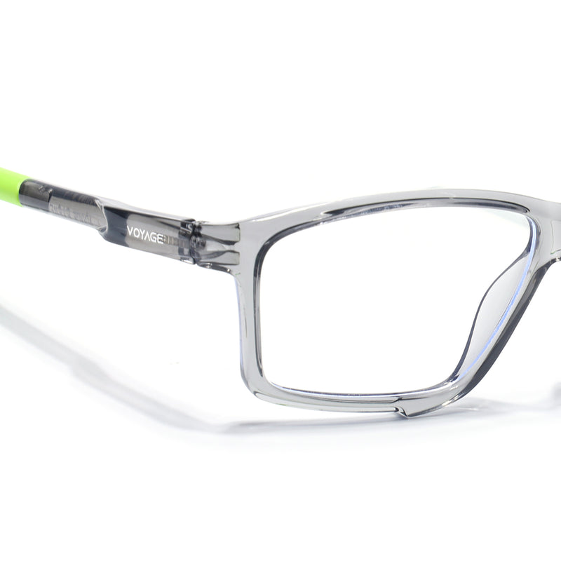 Voyage Active Transparent Grey Rectangle Eyeglasses for Men & Women (9801MG5692-C10)
