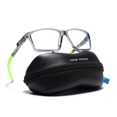 Voyage Active Transparent Grey Rectangle Eyeglasses for Men & Women (9801MG5692-C10)