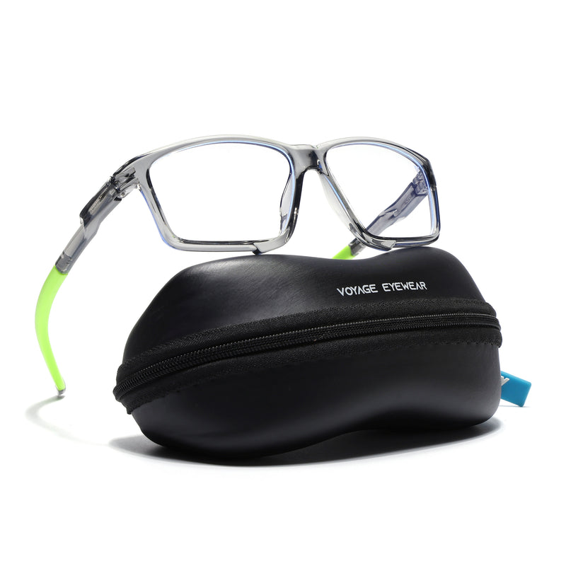 Voyage Active Transparent Grey Rectangle Eyeglasses for Men & Women (9801MG5692-C10)
