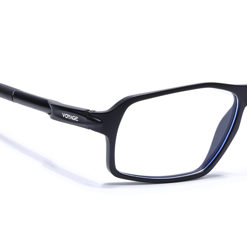 Voyage Active Black Rectangle Eyeglasses for Men & Women (9802MG5693-C1)