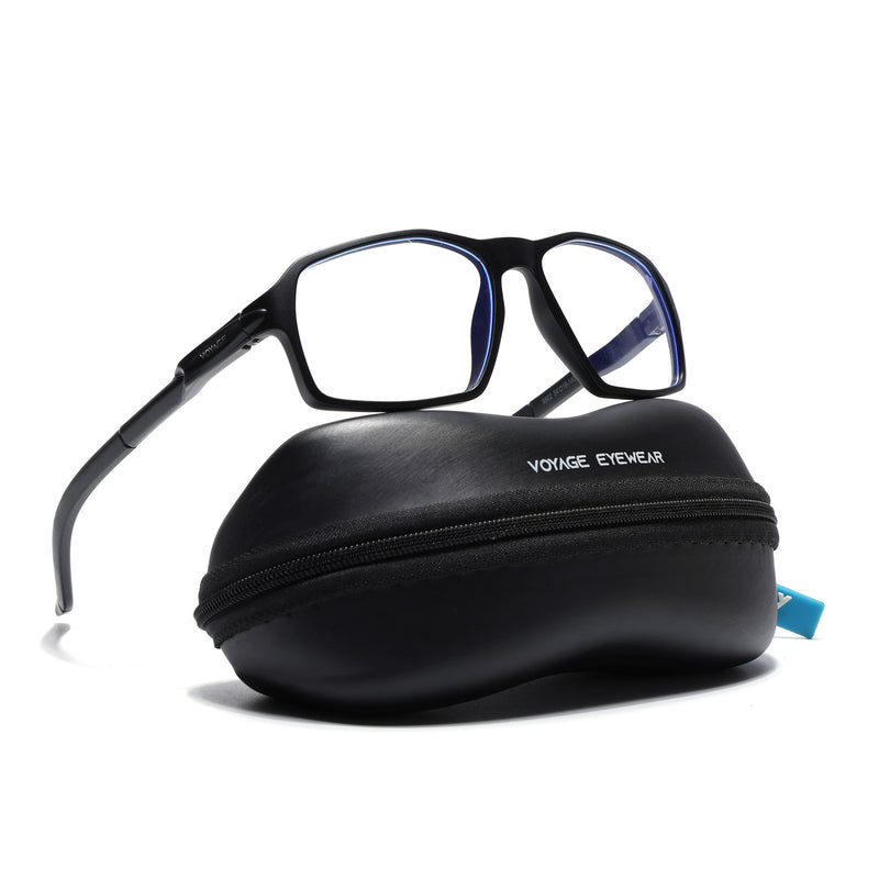 Voyage Active Black Rectangle Eyeglasses for Men & Women (9802MG5693-C1)