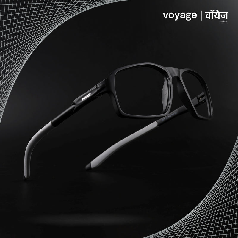 Voyage Active Black Rectangle Eyeglasses for Men & Women (9802MG5694-C2)