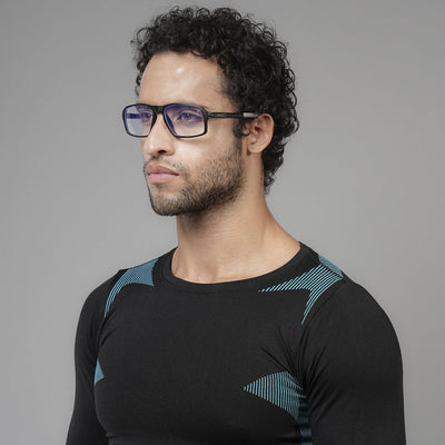 Voyage Active Black Rectangle Eyeglasses for Men & Women (9802MG5694-C2)