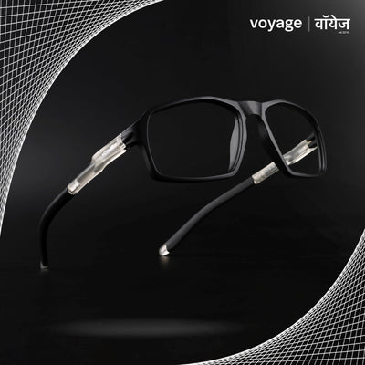 Voyage Active Black Rectangle Eyeglasses for Men & Women (9802MG5695-C3)