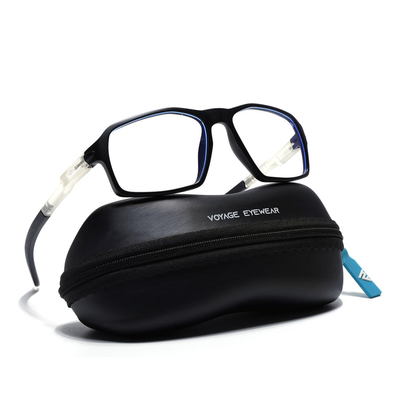 Voyage Active Black Rectangle Eyeglasses for Men & Women (9802MG5695-C3)