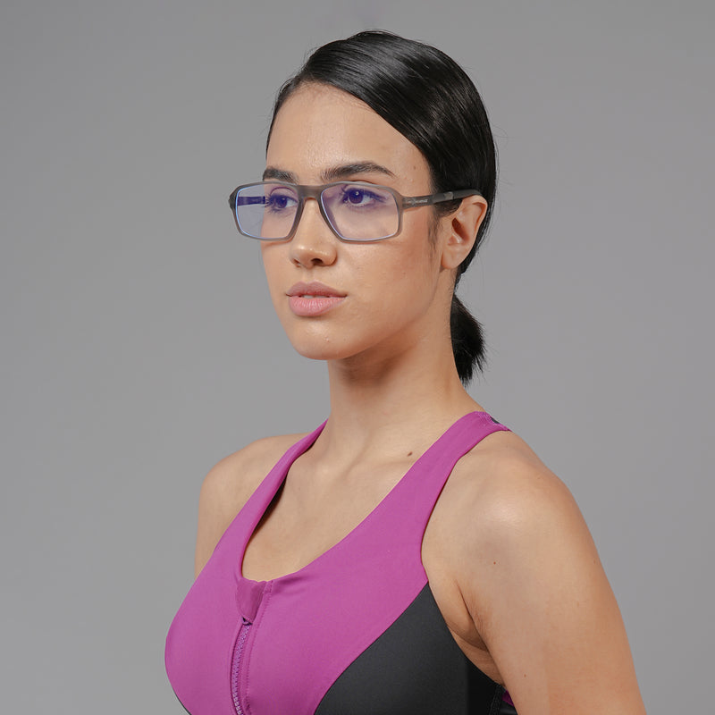 Voyage Active Grey Rectangle Eyeglasses for Men & Women (9802MG5696-C4)