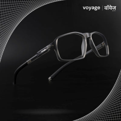 Voyage Active Grey Rectangle Eyeglasses for Men & Women (9802MG5696-C4)