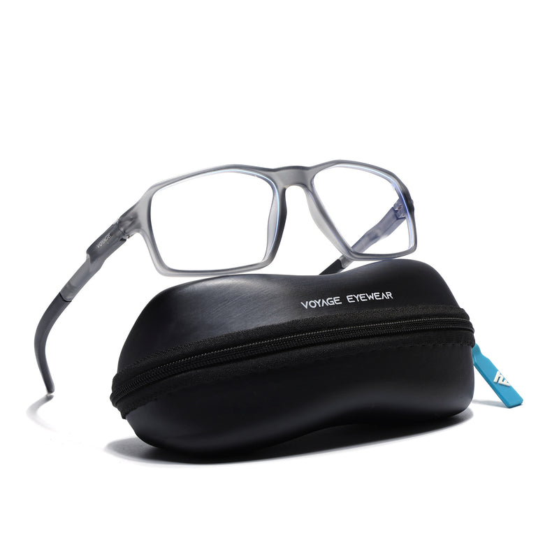 Voyage Active Grey Rectangle Eyeglasses for Men & Women (9802MG5696-C4)