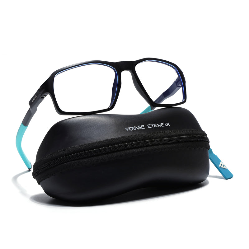 Voyage Active Black Rectangle Eyeglasses for Men & Women (9802MG5697-C5)