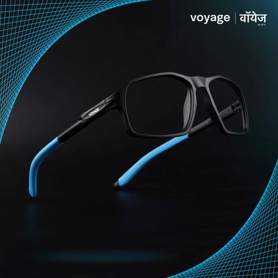 Voyage Active Black Rectangle Eyeglasses for Men & Women (9802MG5698-C6)