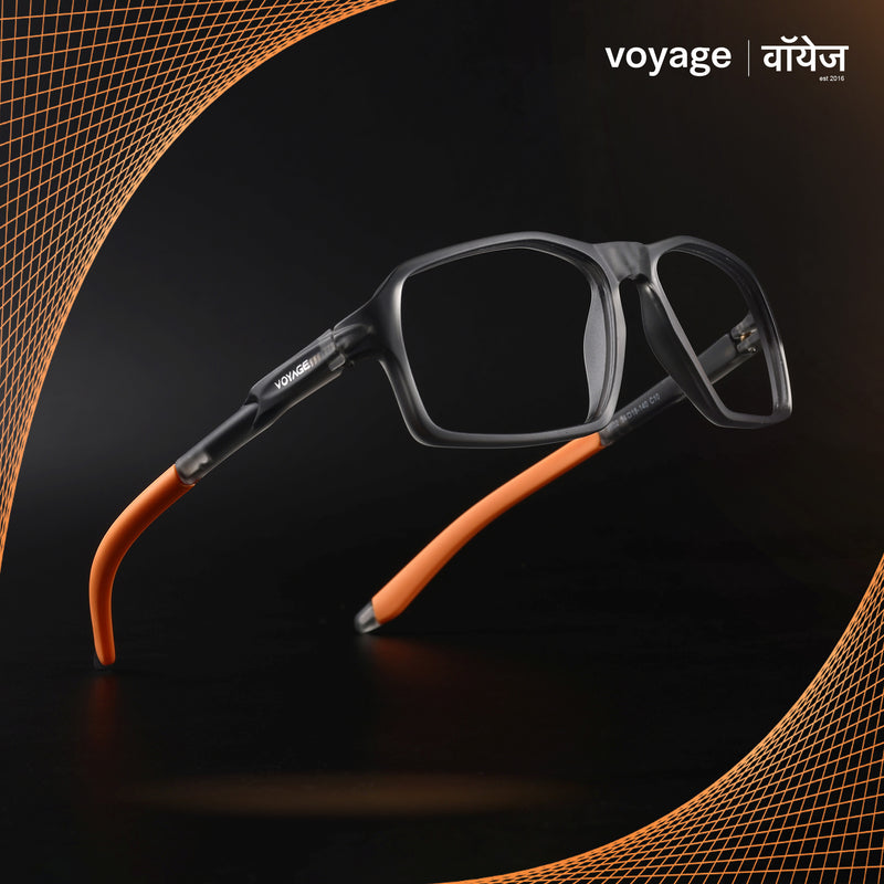 Voyage Active Grey Rectangle Eyeglasses for Men & Women (9802MG5700-C8)