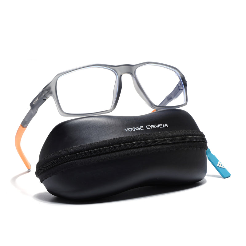 Voyage Active Grey Rectangle Eyeglasses for Men & Women (9802MG5700-C8)