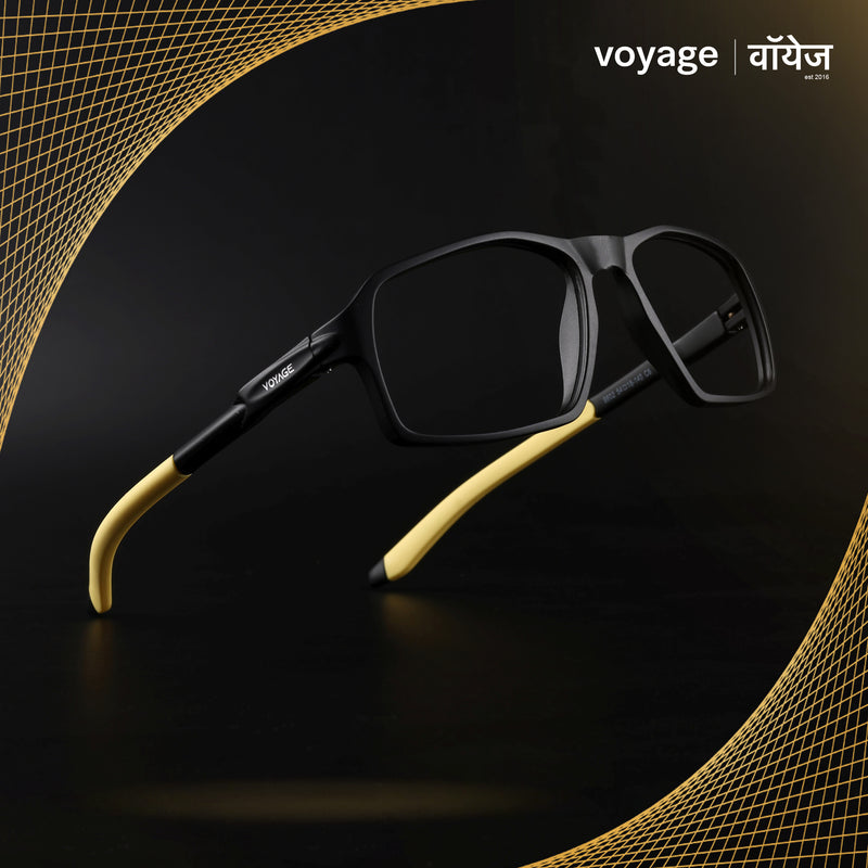 Voyage Active Black Rectangle Eyeglasses for Men & Women (9802MG5701-C9)