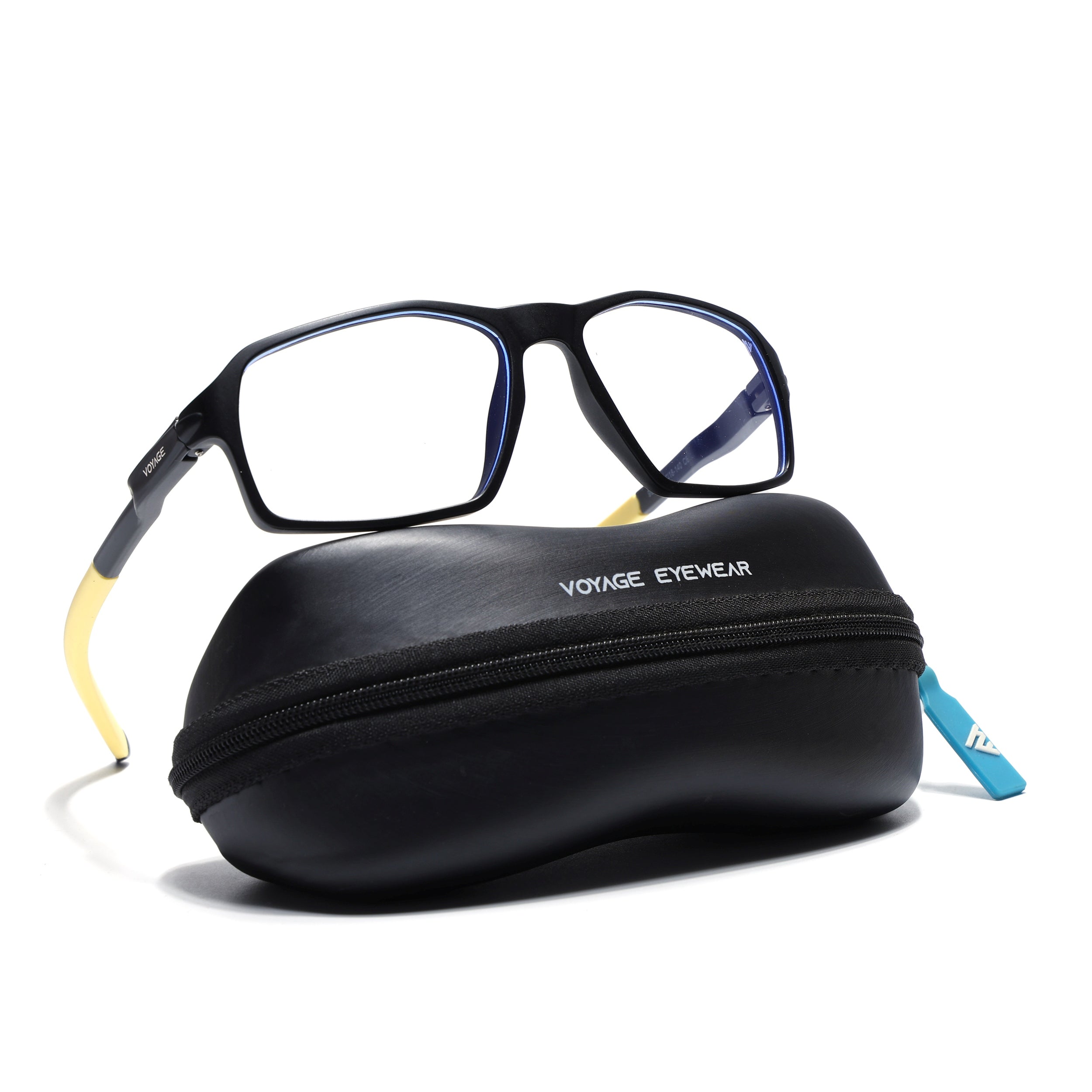 Voyage Active Black Rectangle Eyeglasses for Men & Women (9802MG5701-C9)