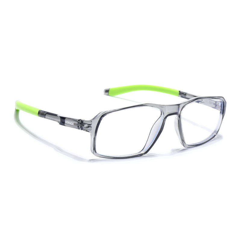 Voyage Active Transparent Grey Rectangle Eyeglasses for Men & Women (9802MG5702-C10)