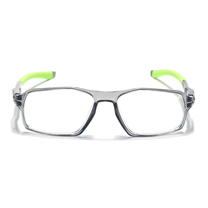 Voyage Active Transparent Grey Rectangle Eyeglasses for Men & Women (9802MG5702-C10)