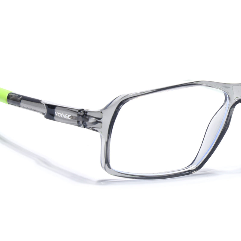 Voyage Active Transparent Grey Rectangle Eyeglasses for Men & Women (9802MG5702-C10)