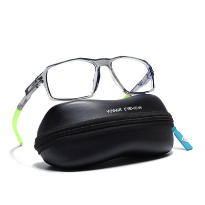 Voyage Active Transparent Grey Rectangle Eyeglasses for Men & Women (9802MG5702-C10)