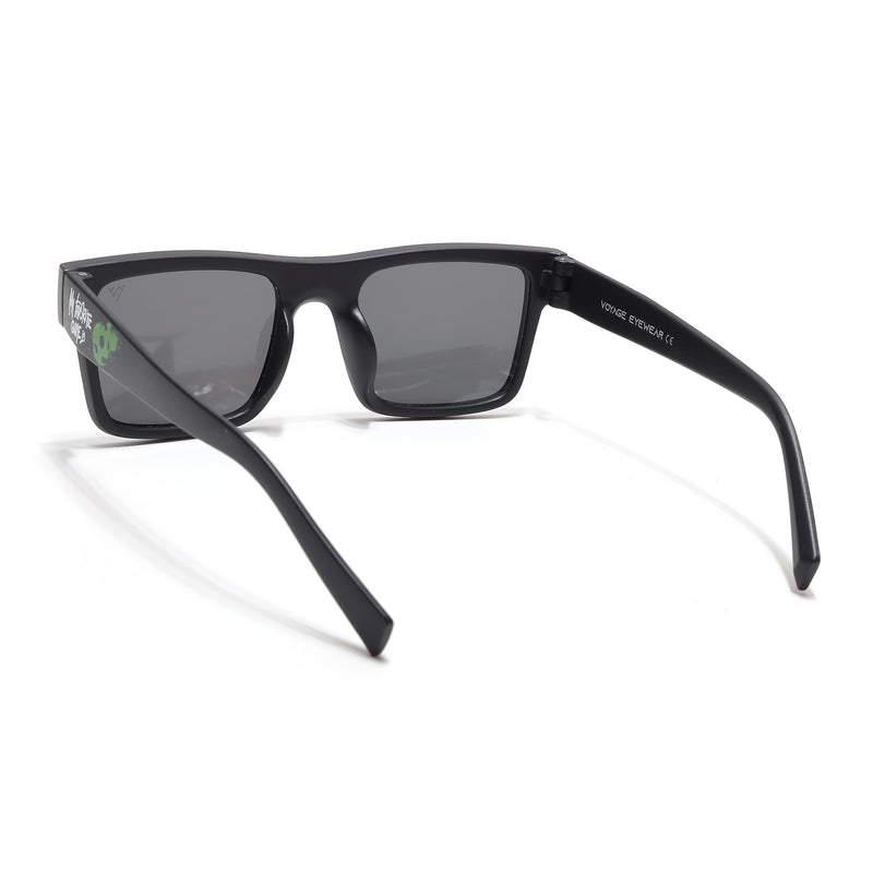 Voyage Ministikers Square Sunglasses for Kids (Football)-6 yrs To 12 yrs (Grey Lens | Black Frame - MG6584)