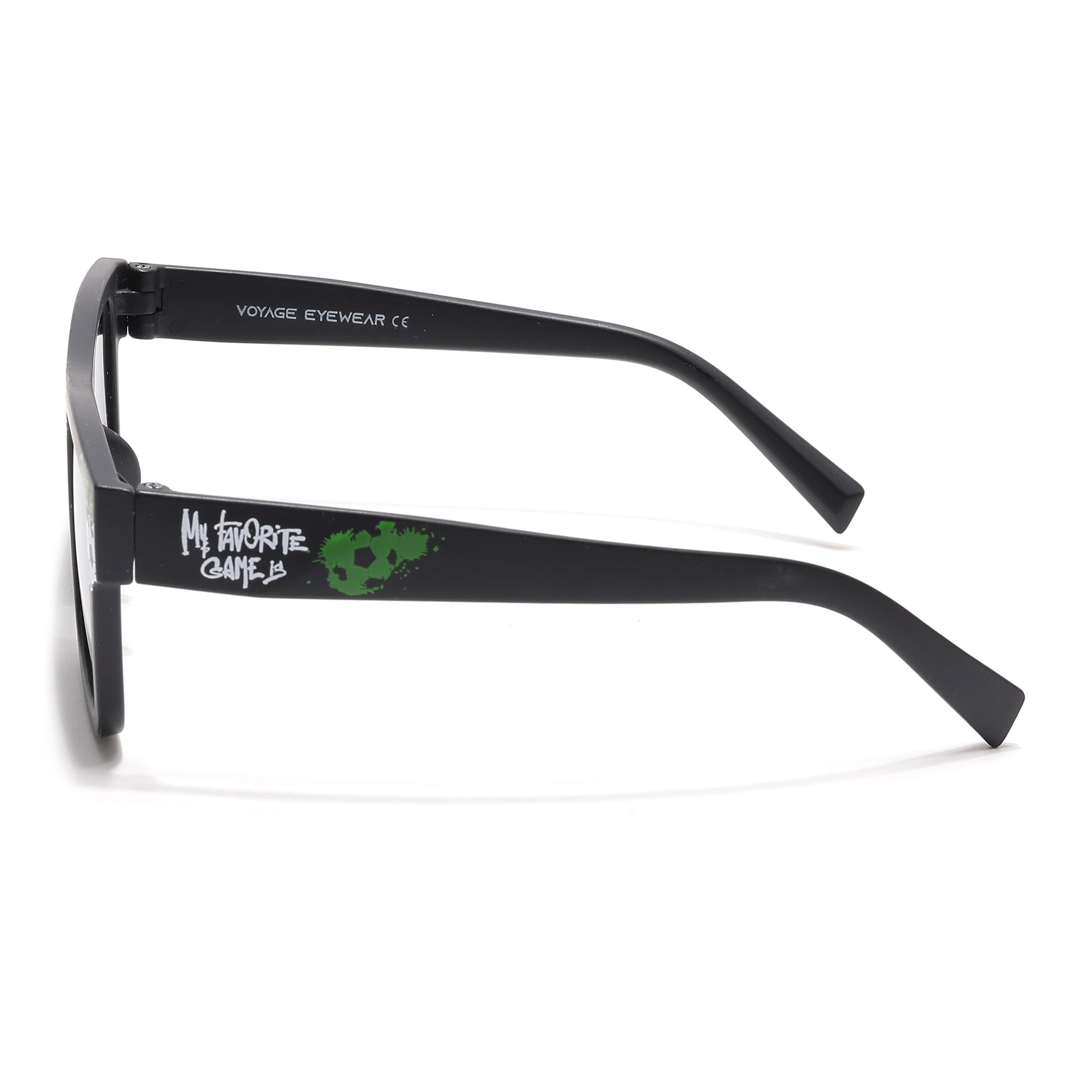 Voyage Ministikers Square Sunglasses for Kids (Football)-6 yrs To 12 yrs (Grey Lens | Black Frame - MG6584)