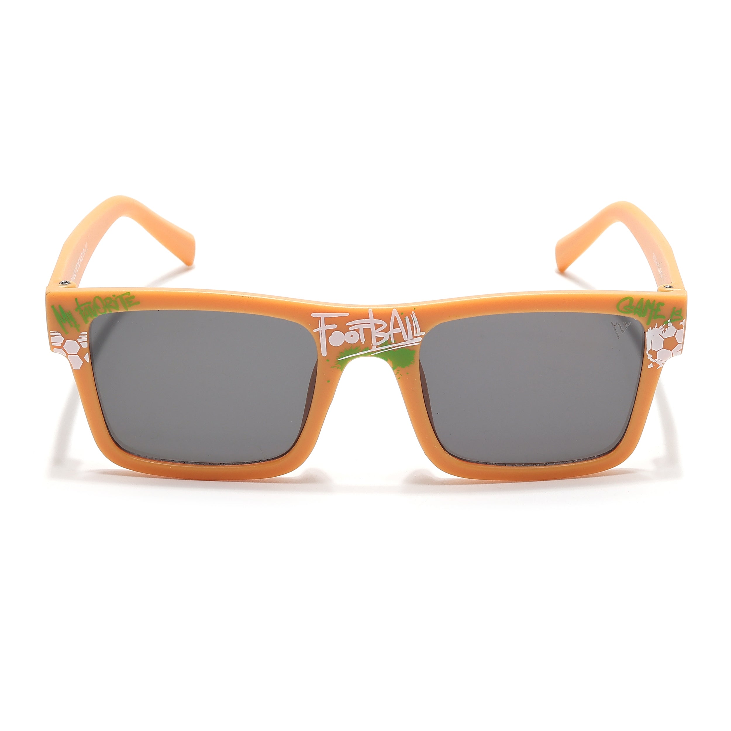Voyage Ministikers Square Sunglasses for Kids (Football)-6 yrs To 12 yrs (Grey Lens | Matt Yellow Frame - MG6585)