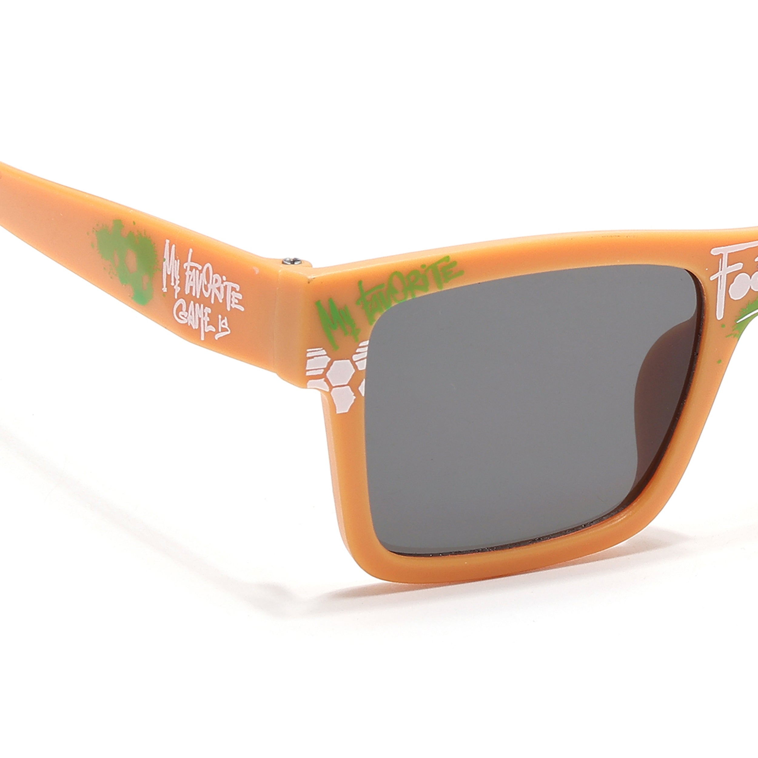 Voyage Ministikers Square Sunglasses for Kids (Football)-6 yrs To 12 yrs (Grey Lens | Matt Yellow Frame - MG6585)