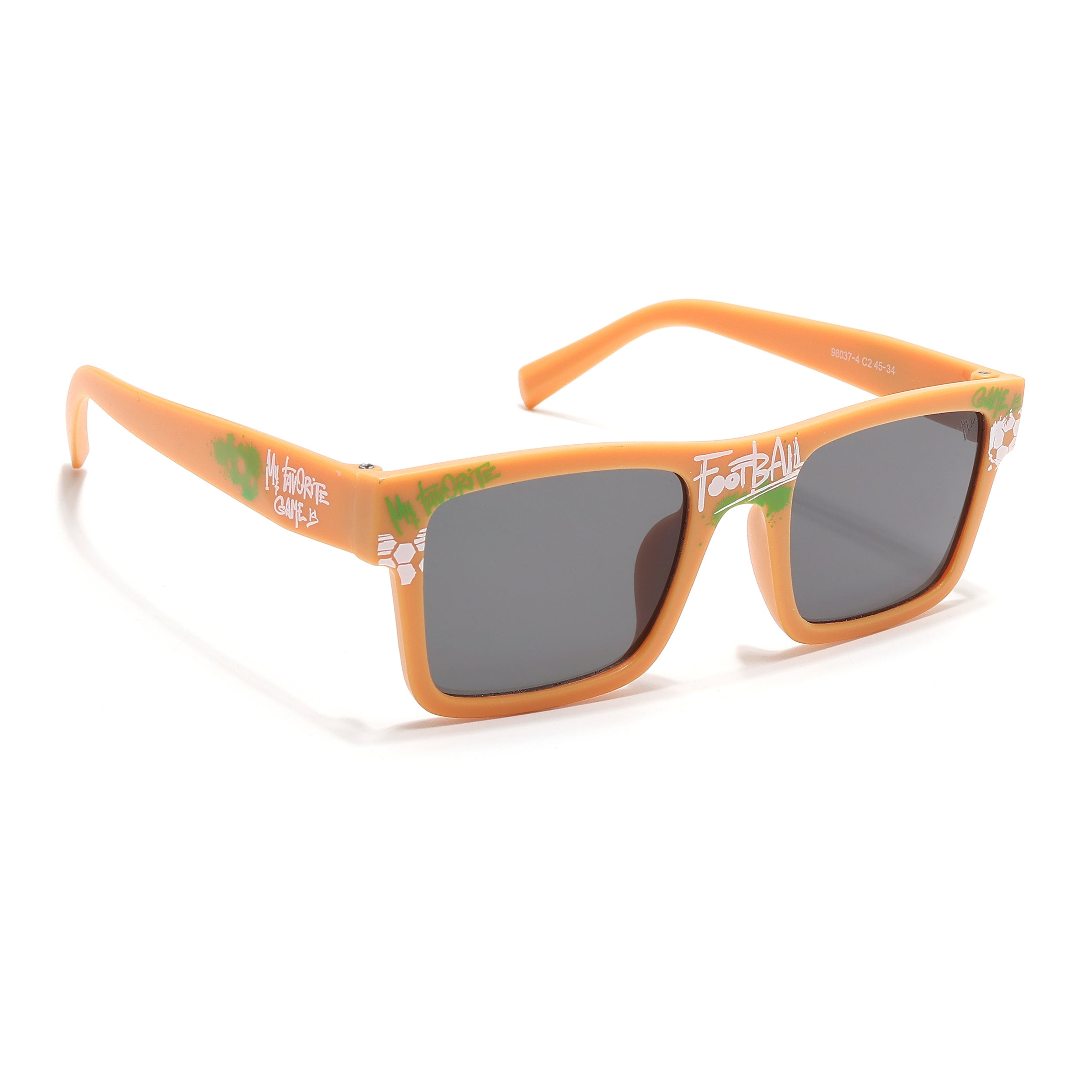 Voyage Ministikers Square Sunglasses for Kids (Football)-6 yrs To 12 yrs (Grey Lens | Matt Yellow Frame - MG6585)