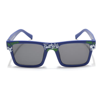 Voyage Ministikers Square Sunglasses for Kids (Football)-6 yrs To 12 yrs (Grey Lens | Blue Frame - MG6586)