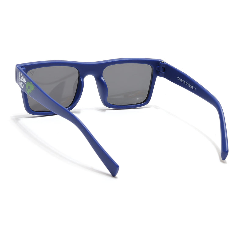 Voyage Ministikers Square Sunglasses for Kids (Football)-6 yrs To 12 yrs (Grey Lens | Blue Frame - MG6586)