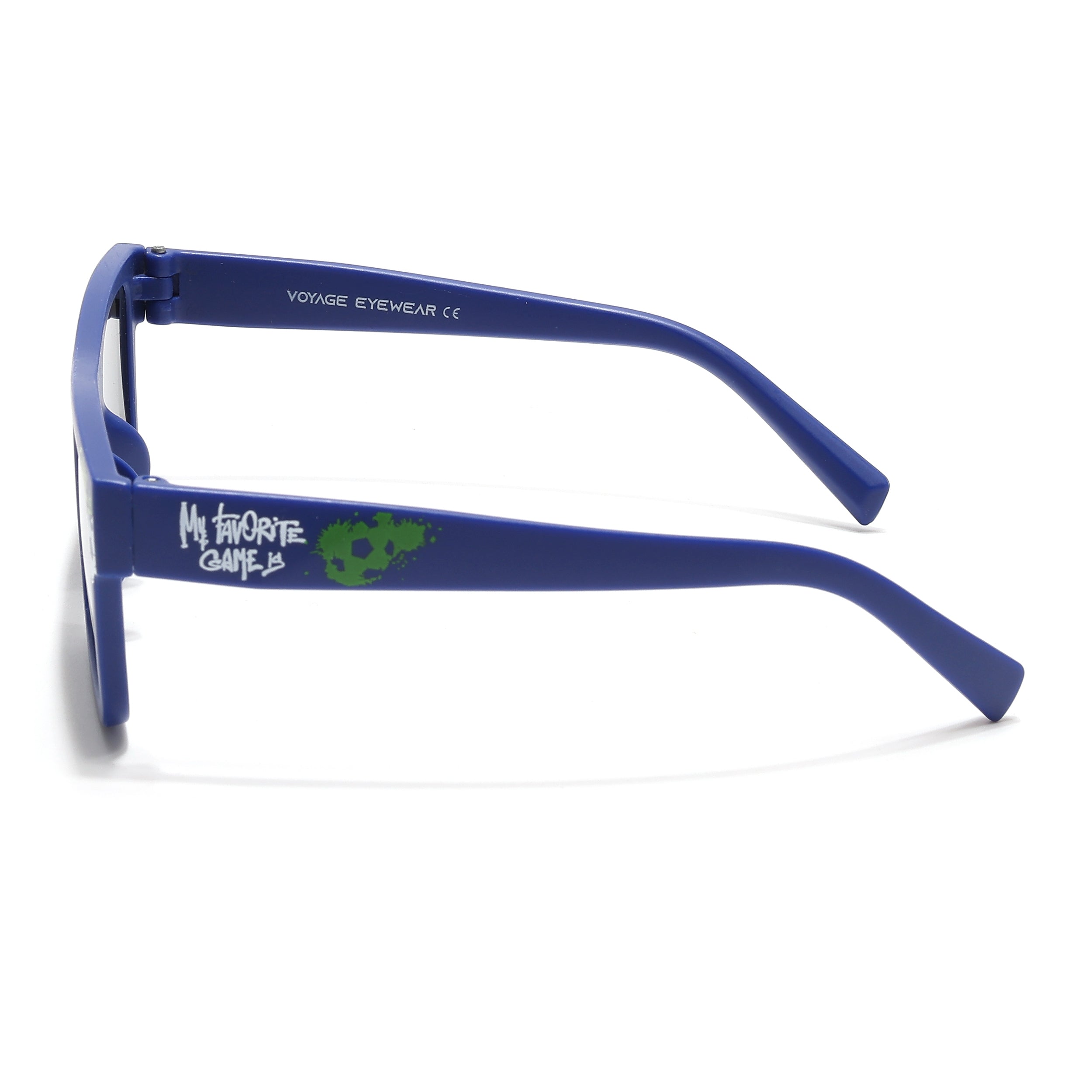 Voyage Ministikers Square Sunglasses for Kids (Football)-6 yrs To 12 yrs (Grey Lens | Blue Frame - MG6586)