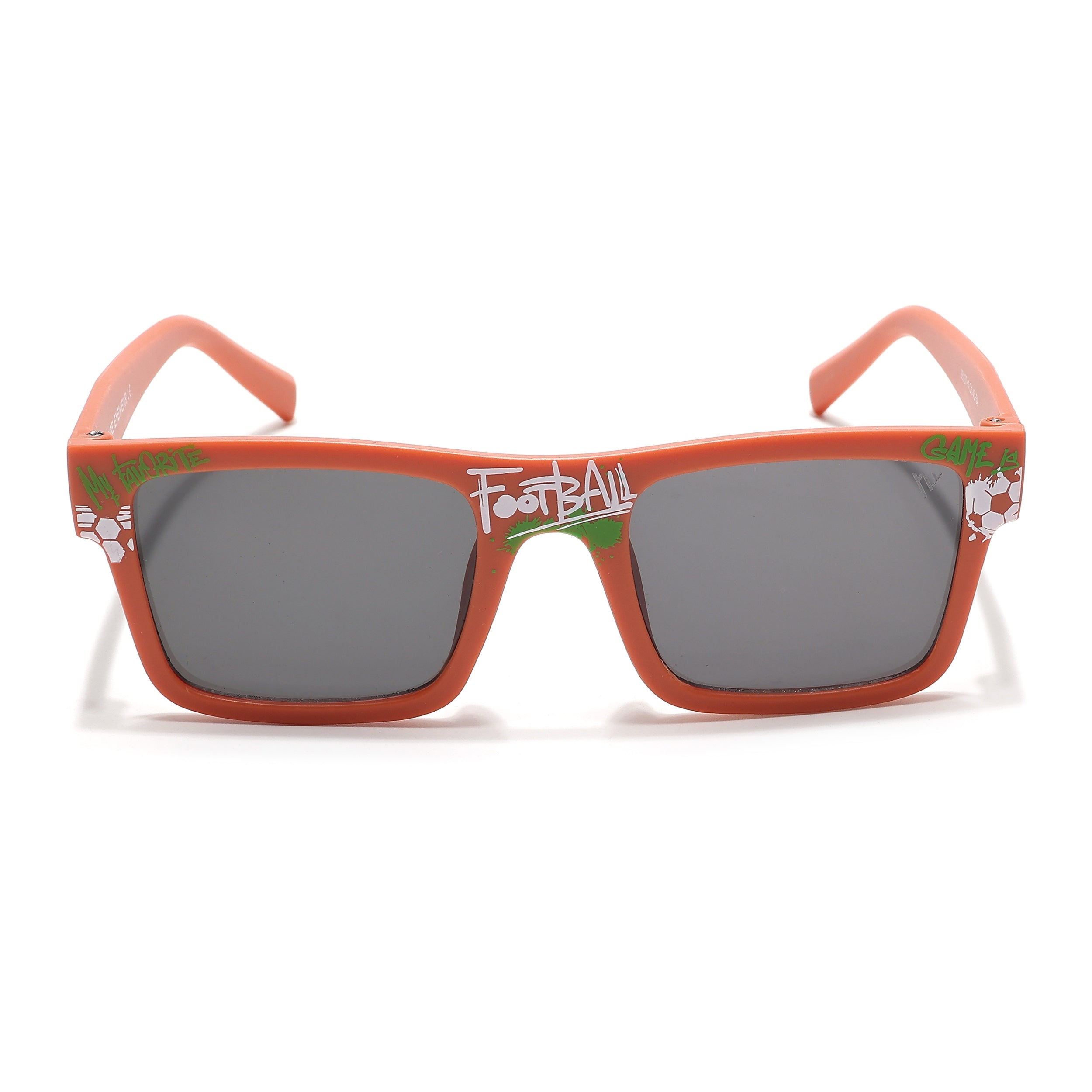 Voyage Ministikers Square Sunglasses for Kids (Football)-6 yrs To 12 yrs (Grey Lens | Matt Orange Frame - MG6587)