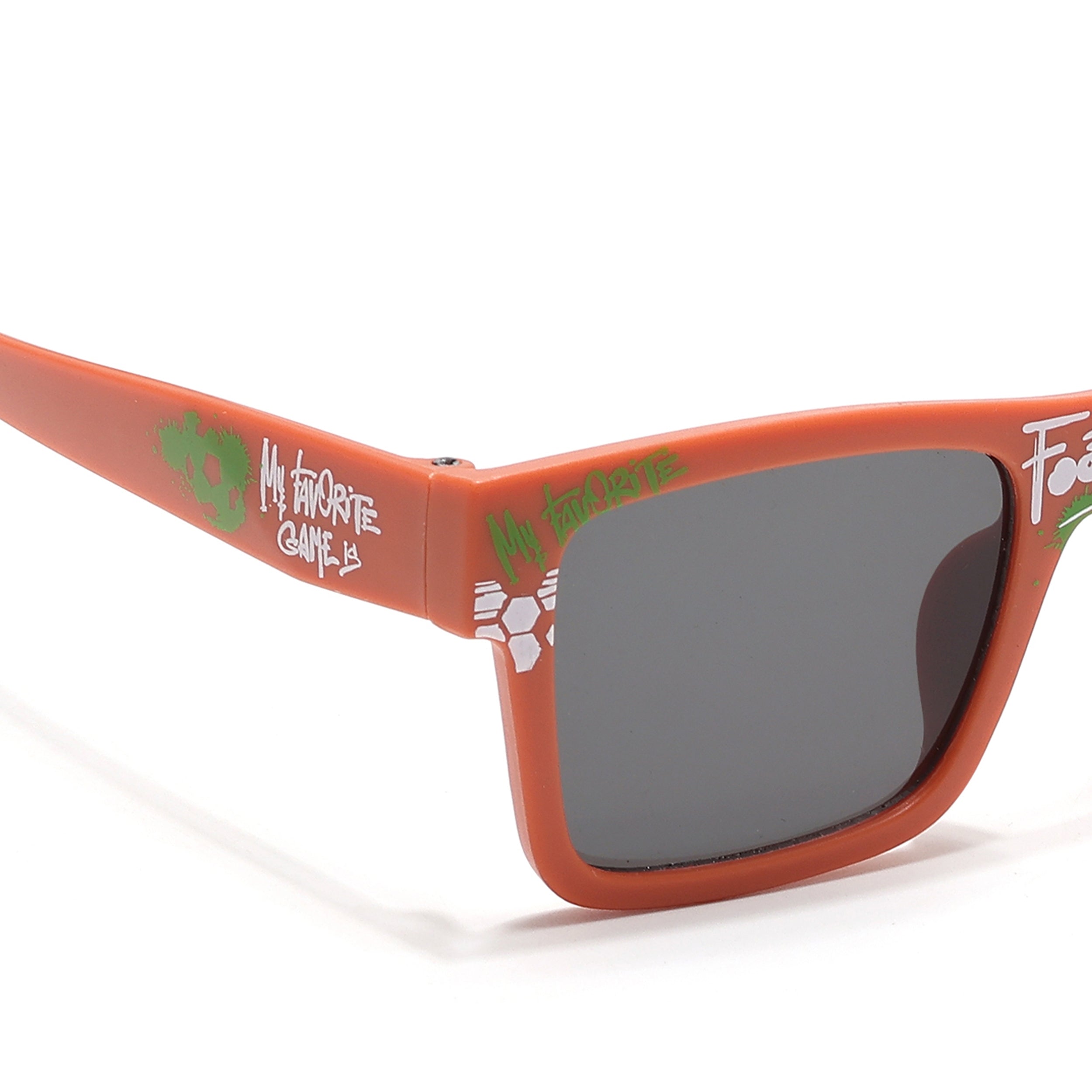 Voyage Ministikers Square Sunglasses for Kids (Football)-6 yrs To 12 yrs (Grey Lens | Matt Orange Frame - MG6587)