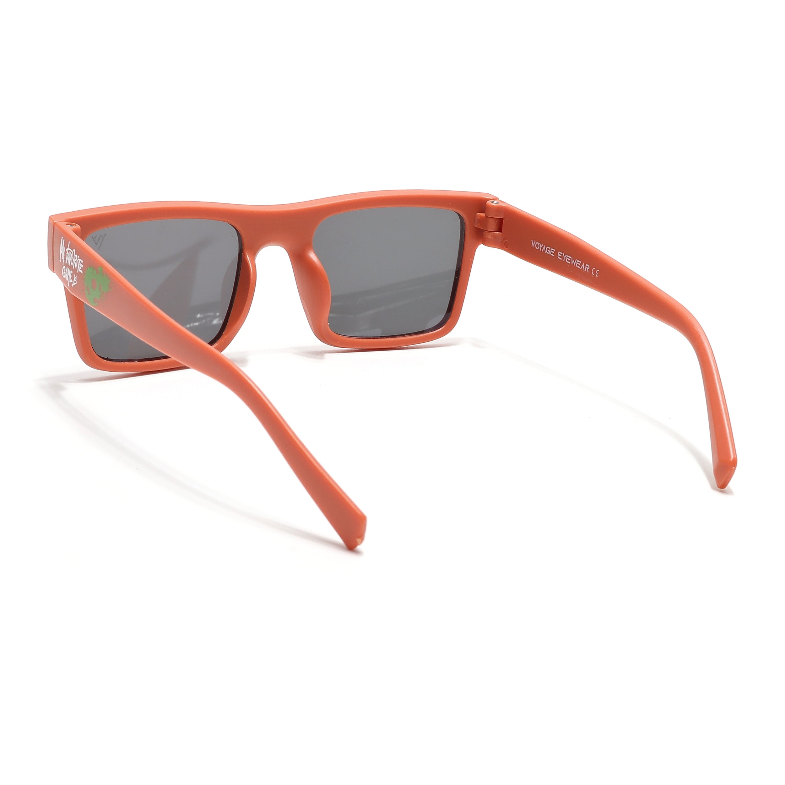 Voyage Ministikers Square Sunglasses for Kids (Football)-6 yrs To 12 yrs (Grey Lens | Matt Orange Frame - MG6587)
