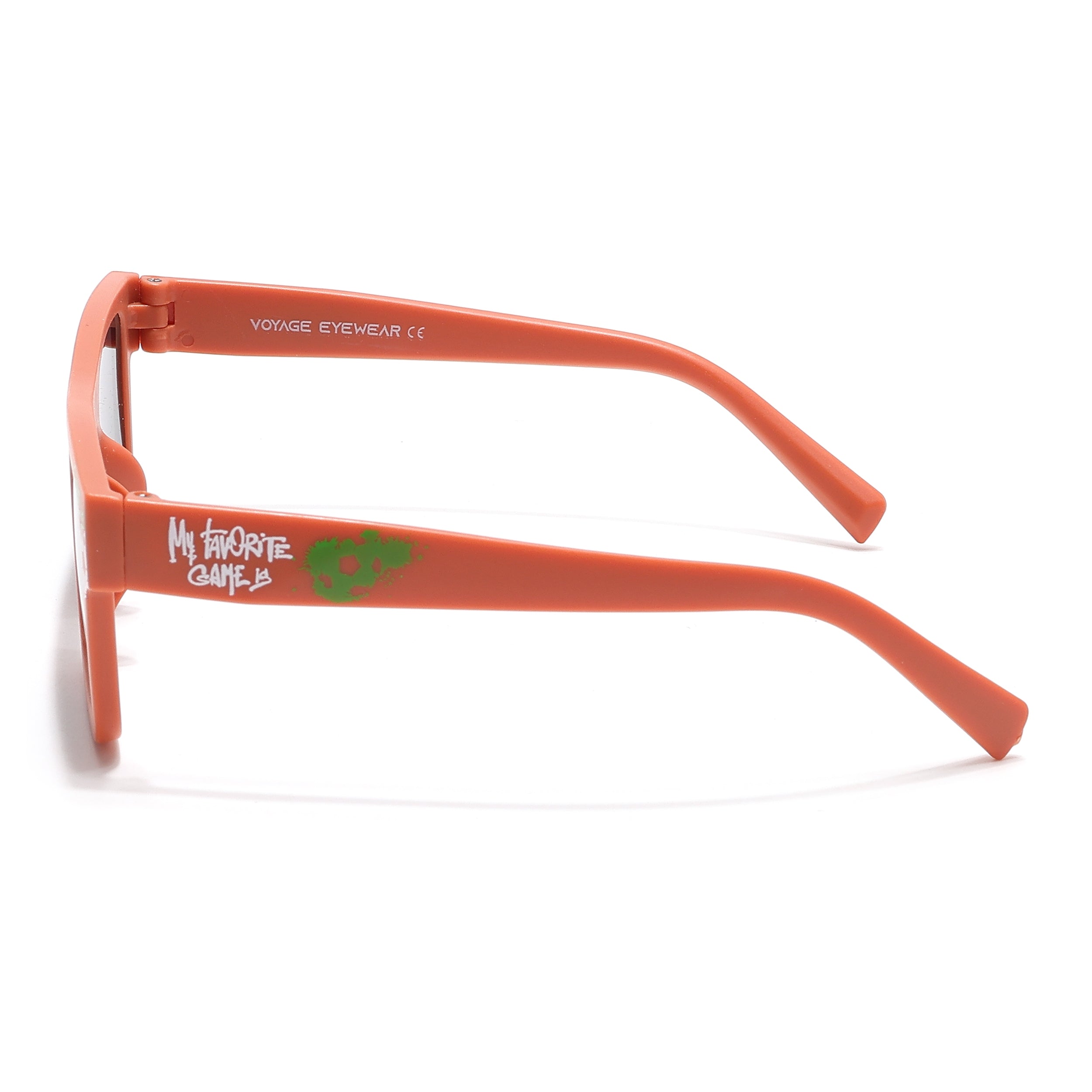 Voyage Ministikers Square Sunglasses for Kids (Football)-6 yrs To 12 yrs (Grey Lens | Matt Orange Frame - MG6587)
