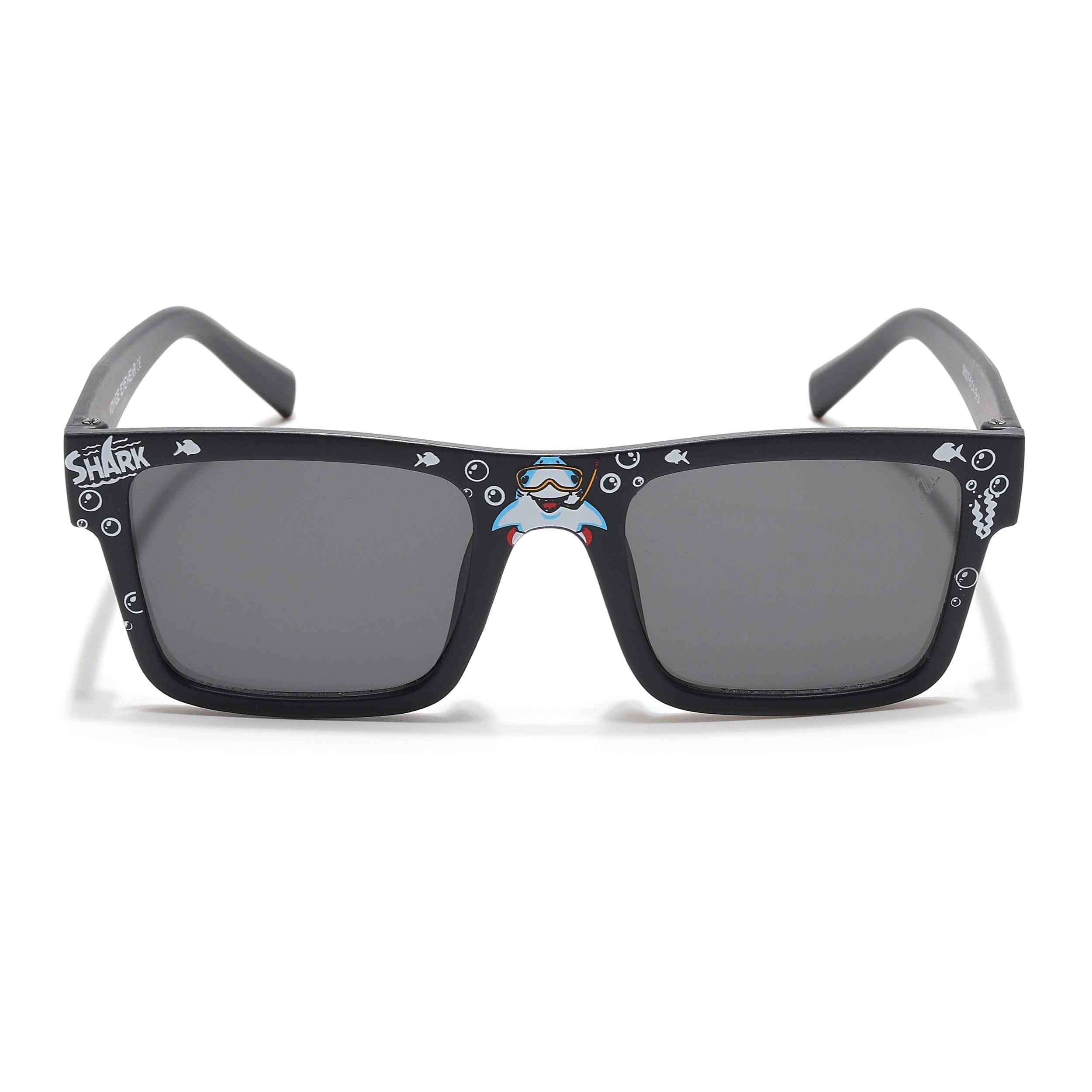 Voyage Sea Safari Square Sunglasses for Kids (Shark)-6 yrs To 12 yrs (Grey Lens | Black Frame - MG6588)