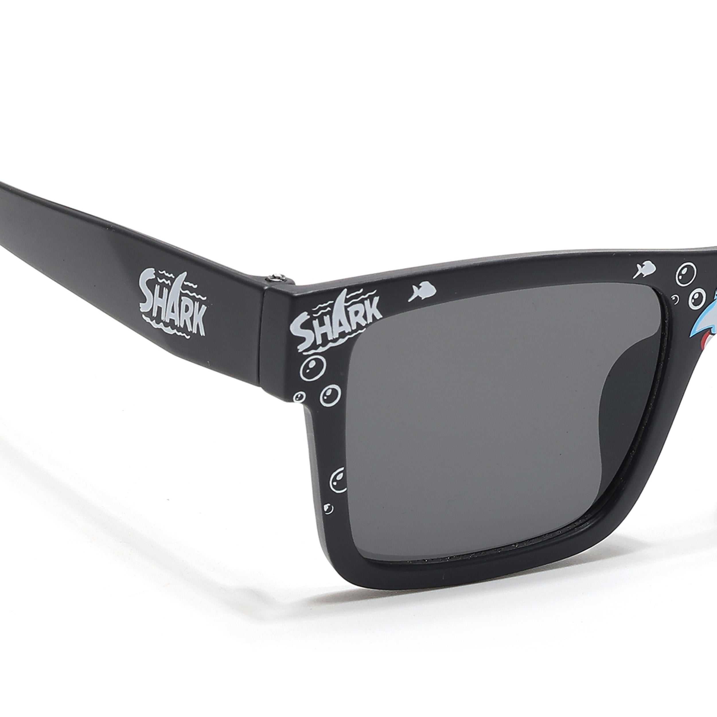Voyage Sea Safari Square Sunglasses for Kids (Shark)-6 yrs To 12 yrs (Grey Lens | Black Frame - MG6588)