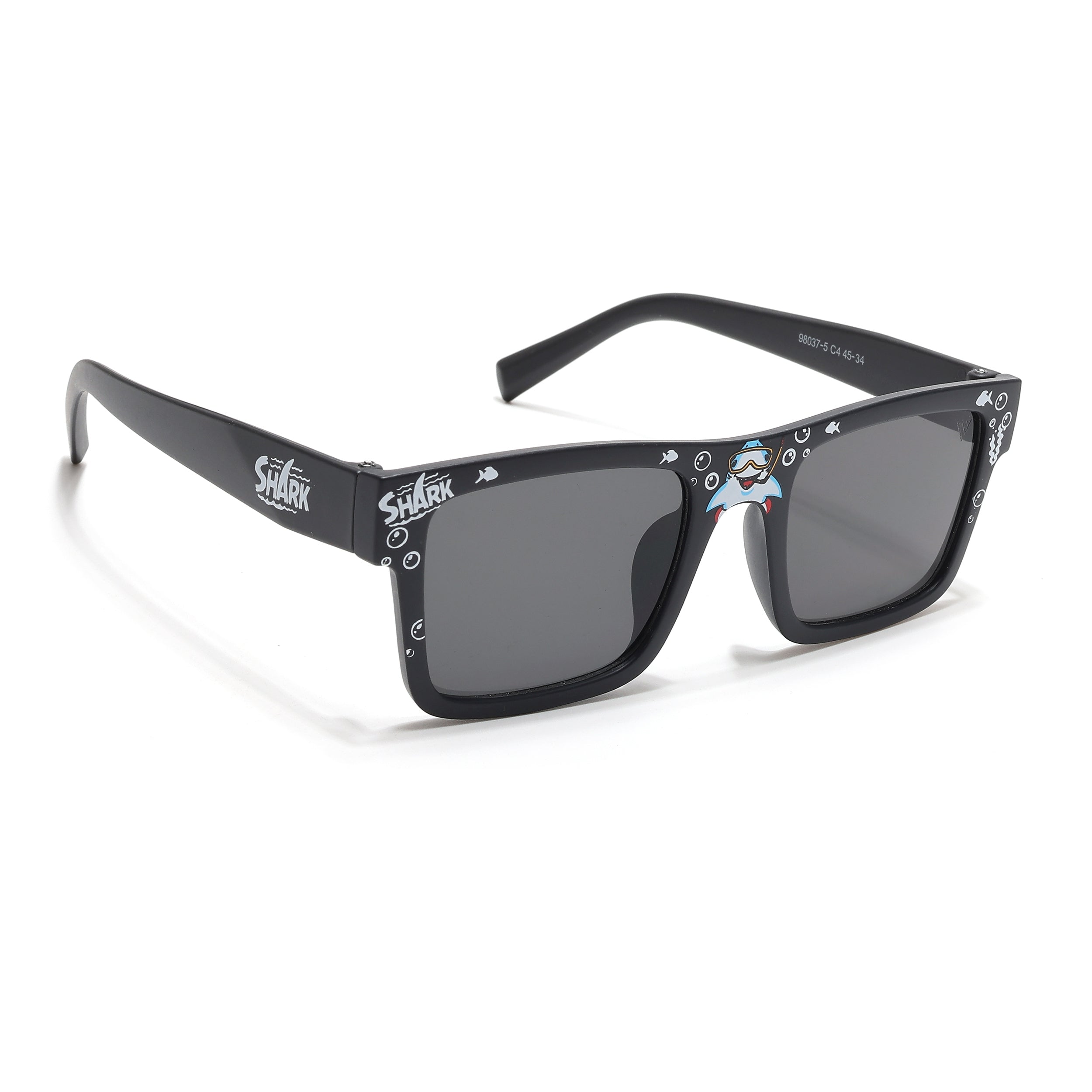 Voyage Sea Safari Square Sunglasses for Kids (Shark)-6 yrs To 12 yrs (Grey Lens | Black Frame - MG6588)