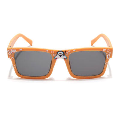 Voyage Sea Safari Square Sunglasses for Kids (Shark)-6 yrs To 12 yrs (Grey Lens | Matt Yellow Frame - MG6589)