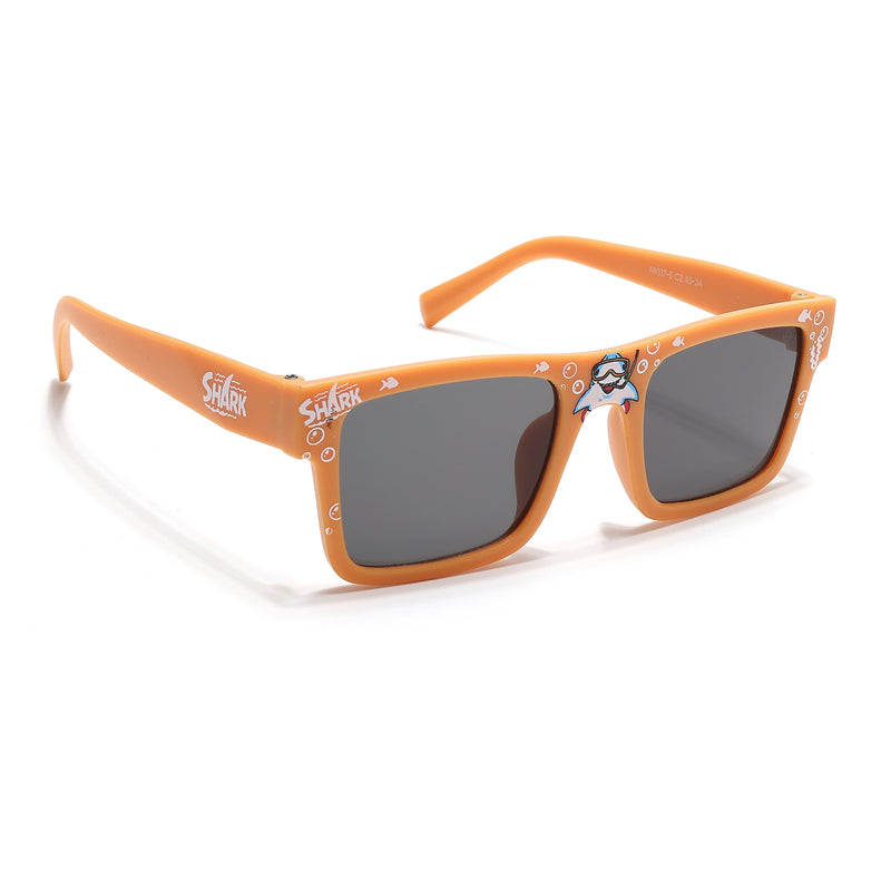 Voyage Sea Safari Square Sunglasses for Kids (Shark)-6 yrs To 12 yrs (Grey Lens | Matt Yellow Frame - MG6589)