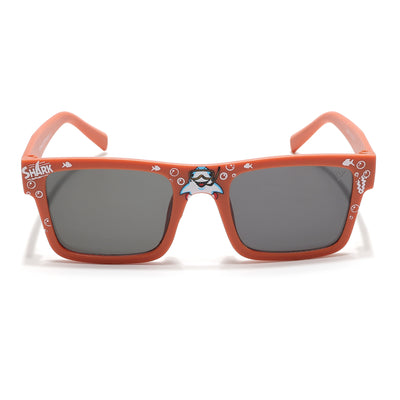 Voyage Sea Safari Square Sunglasses for Kids (Shark)-6 yrs To 12 yrs (Grey Lens | Matt Orange Frame - MG6591)